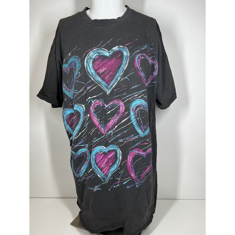 Vintage‎ Quintessential 90s Coast Club Black Colorful Hearts Womens SZ One Size